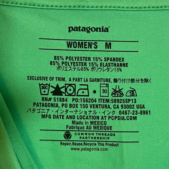 Patagonia Aloe Green Florita Tank Jersey Knit‎ Dress Sleeveless V-neck Medium - Picture 3 of 8